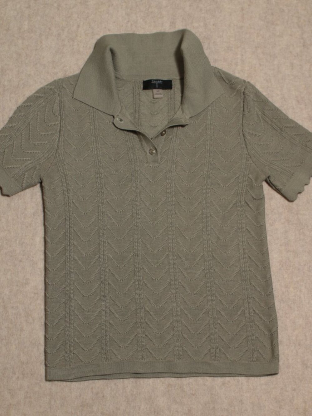 Tahari Olive Green Textured Polo